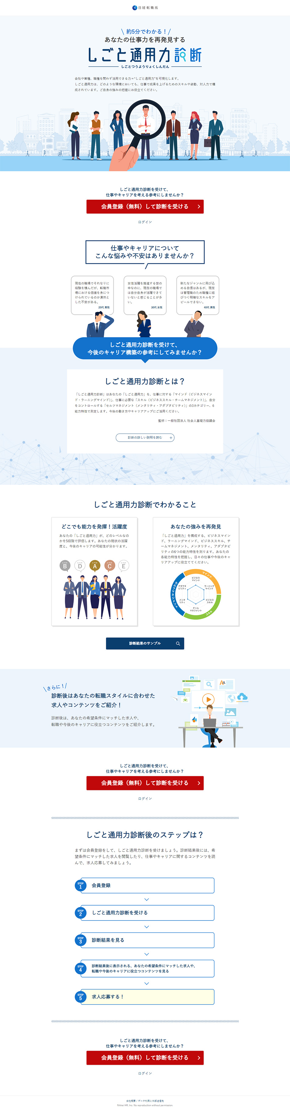 Shigoto Tsuyoryoku Assessment LP design (recruitment / White-based / Trust and Safety) PC version