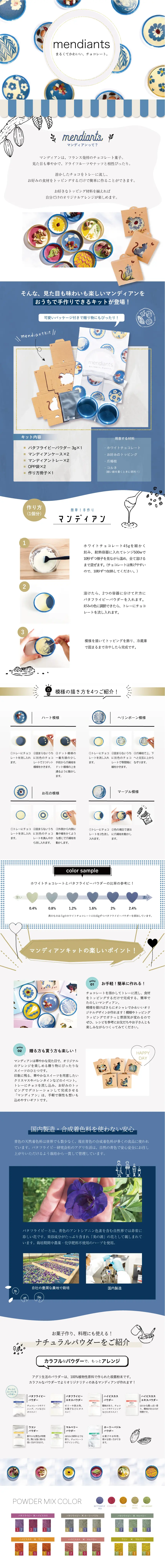 幸せを呼ぶ青いマンディアンキットのLPデザイン（洋菓子／ブルー系／かわいい系）スマホ版