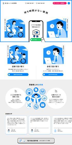 足立いつき薬局のLPデザイン（病院・整体・マッサージ／ブルー系／マンガ・イラスト系）PC版