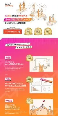 キャリデリ！のLPデザイン（中途採用／カラフル系／信頼・安心系）PC版