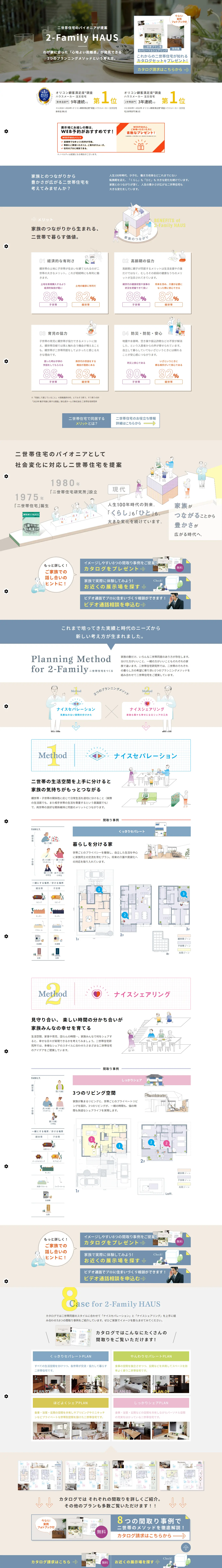 二世帯住宅・間取りのLPデザイン（住宅・建築・リフォーム／ホワイト系／スタイリッシュ系）PC版