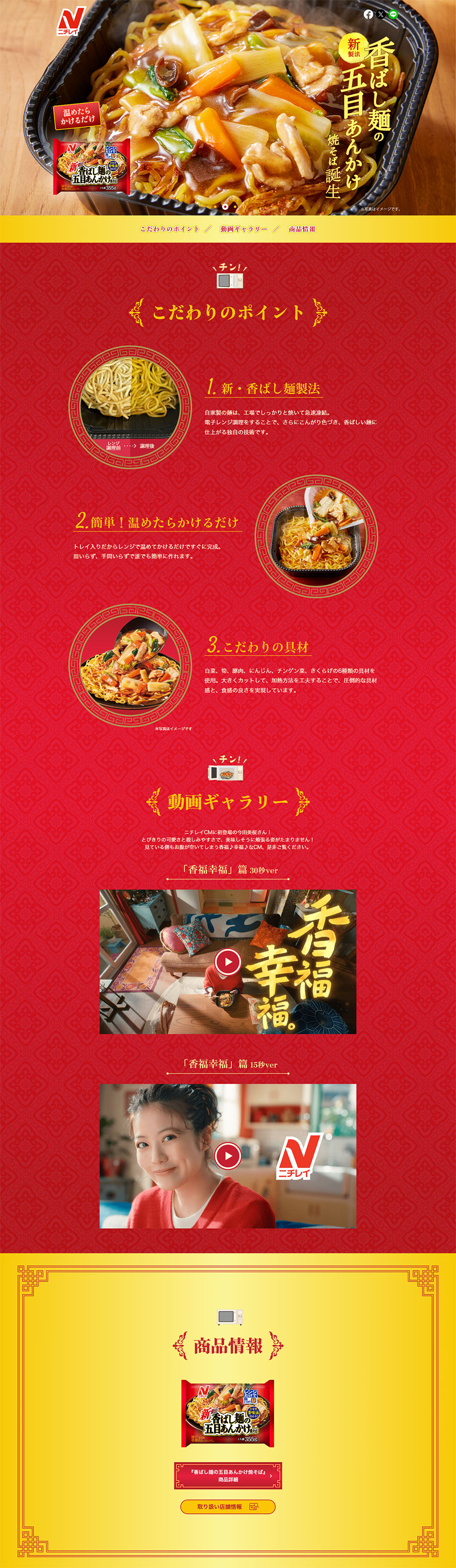 香ばし麺の五目あんかけ焼きそばのLPデザイン（レトルト・インスタント／レッド系／シンプル系）PC版