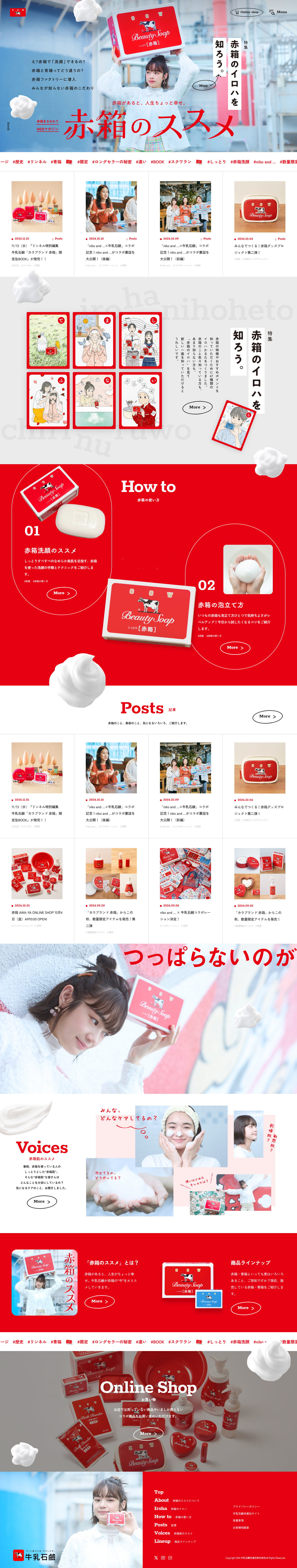 牛乳石鹸のLPデザイン（キッチン・バス用品／レッド系／シンプル系）PC版
