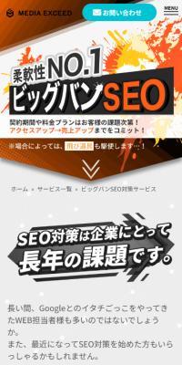 ビッグバンSEO対策サービスのLPデザイン（企業・会社・お店／オレンジ系／マンガ・イラスト系）スマホ版