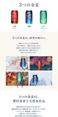 3つの金麦のLPデザイン（ビール・発泡酒／ホワイト系／シンプル系）PC版