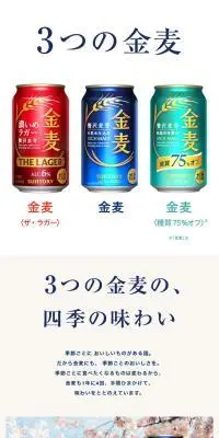 3つの金麦のLPデザイン（ビール・発泡酒／ホワイト系／シンプル系）スマホ版