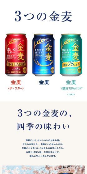 3つの金麦のLPデザイン（ビール・発泡酒／ホワイト系／シンプル系）スマホ版