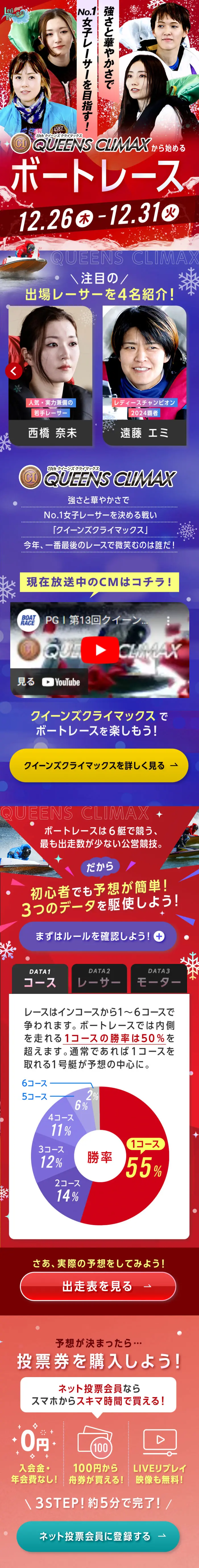 クイーンズクライマックスのLPデザイン（イベント・キャンペーン・体験／レッド系／にぎやか系）スマホ版