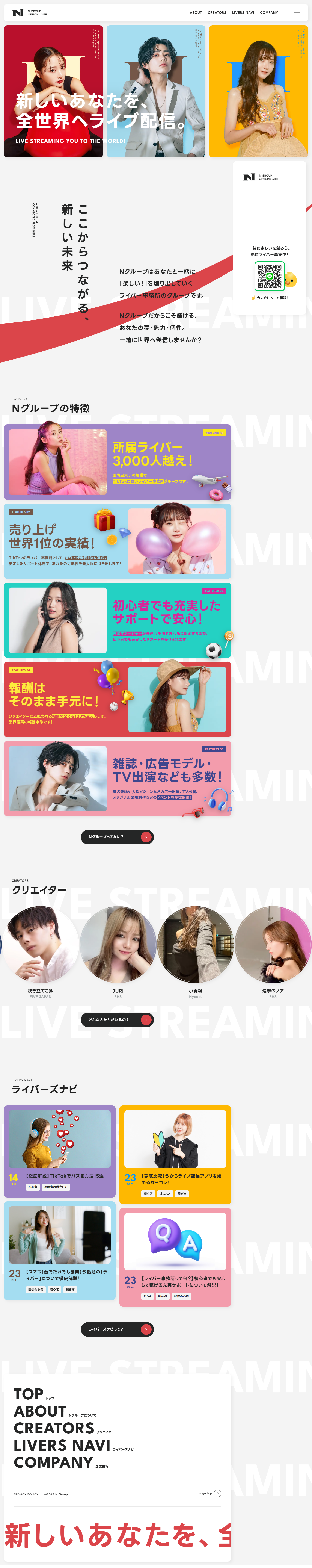 NグループのLPデザイン（企業・会社・お店／カラフル系／信頼・安心系）PC版