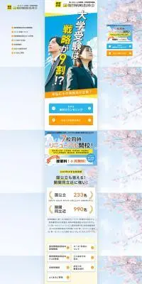 大学受験個別戦略指導会のLPデザイン（学校・塾・通信講座／イエロー系／シンプル系）PC版