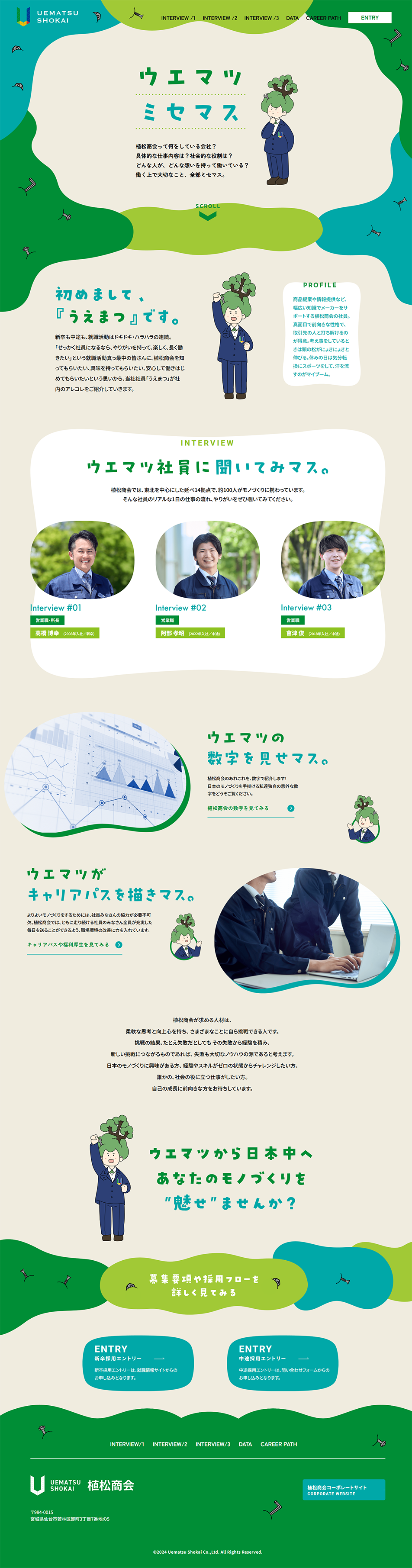 Uematsu Misemasu LP design (recruitment / Green tones / Health and Wellness) PC version