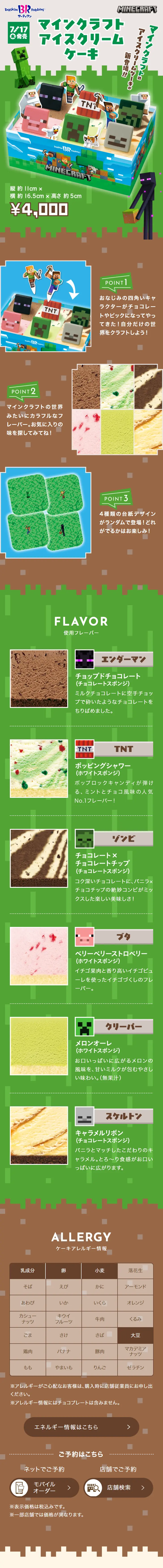 マインクラフト アイスクリームケーキのLPデザイン（洋菓子／グリーン系／にぎやか系）スマホ版