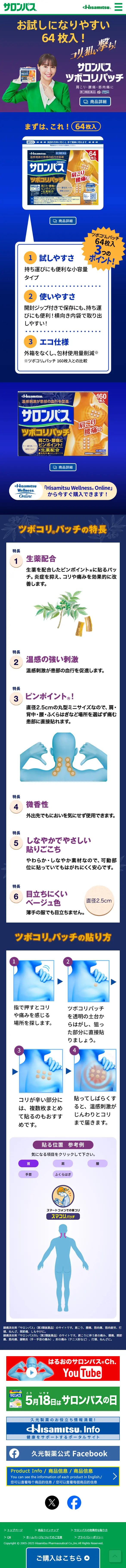 サロンパスのLPデザイン（応急手当・保護用品／ブルー系／かっこいい系）スマホ版
