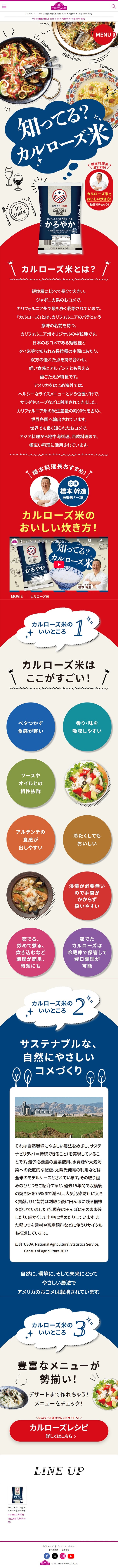 California-grown Calrose Rice "Karoyaka" LP design (Rice, Grains, and Cereals / Shades of blue / Cool style) Mobile version