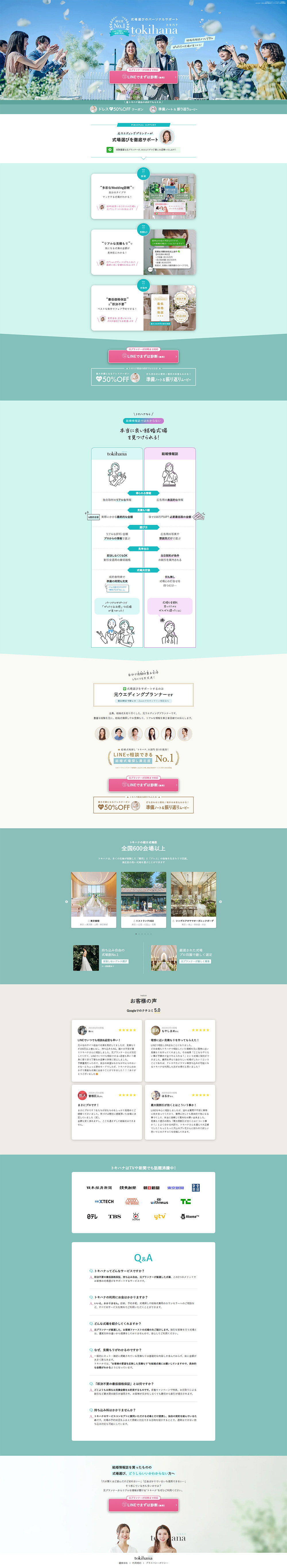 Personal support for wedding venue selection LP design (Wedding / Green tones / Cute style) PC version