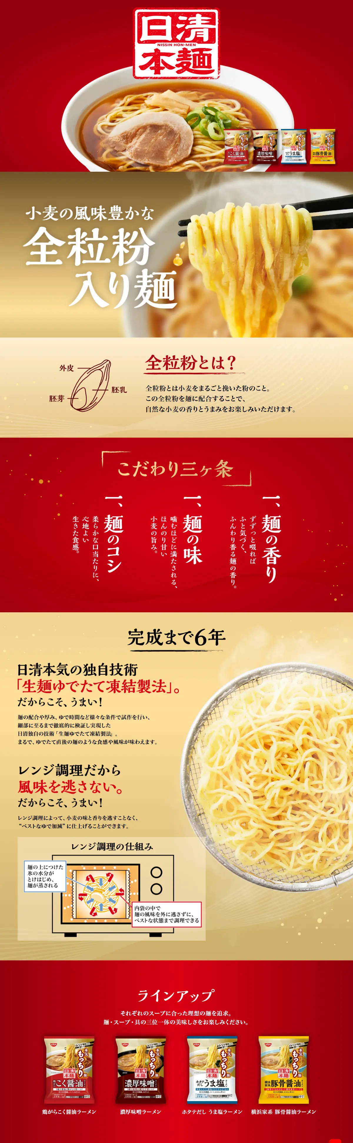 冷凍 日清本麺のLPデザイン（レトルト・インスタント／レッド系／シンプル系）PC版