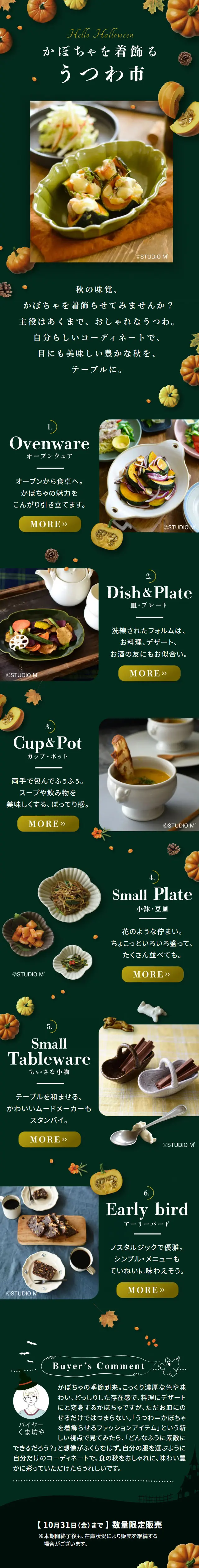 かぼちゃを着飾るうつわ市のLPデザイン（インテリア・小物・雑貨／グリーン系／シンプル系）スマホ版