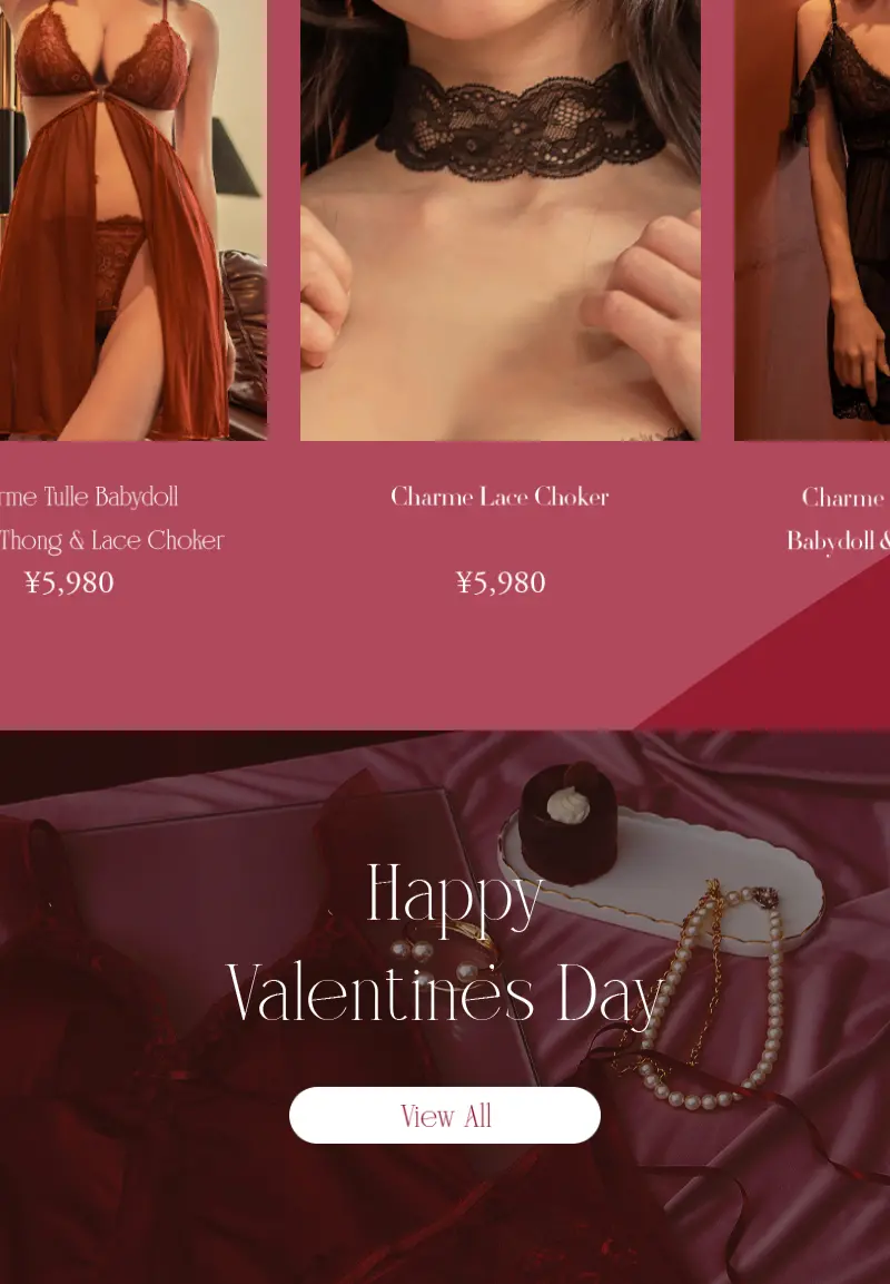 Valentine collectionのLPデザイン（下着・ナイトウェア／レッド系／かわいい系）スマホ版