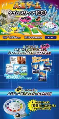 人生ゲーム タイムスリップ100のLPデザイン（玩具・ホビー・フィギュア／ブルー系／にぎやか系）PC版