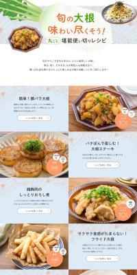 Enjoy Seasonal Daikon Radish to the Fullest! Whole-Root Zero-Waste Recipes LP design (Prepared foods, dishes, and cuisine / Shades of blue / Cute style) PC version