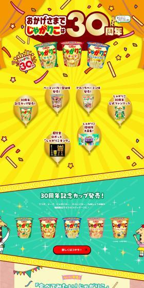 Thanks to your support, Jagariko celebrates its 30th Anniversary. LP design (Events, Campaigns, Experiences / yellow / Lively type) PC version