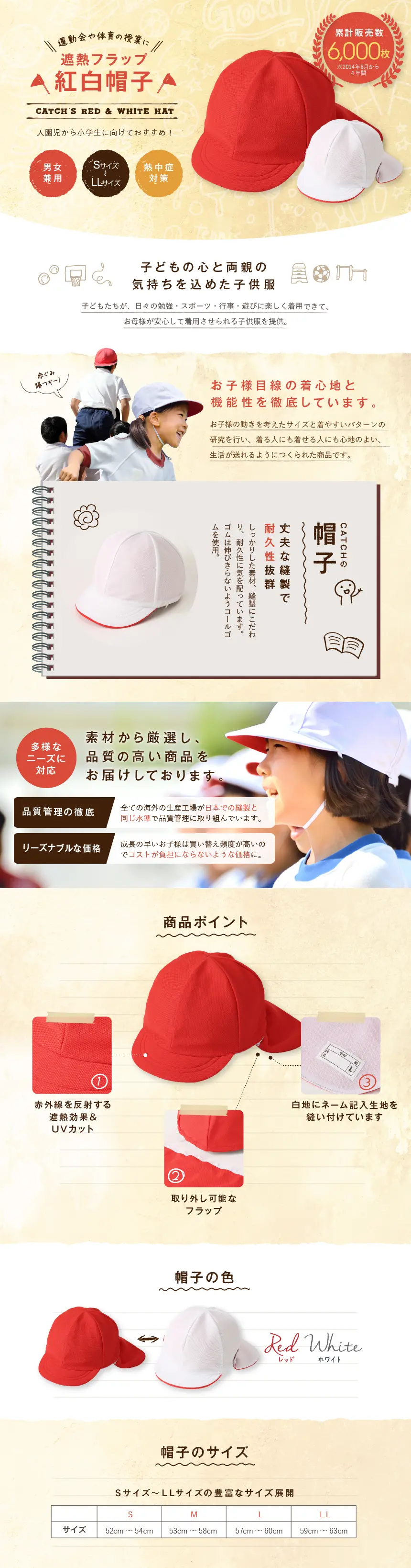 遮熱フラップ付紅白帽子のLPデザインPC版