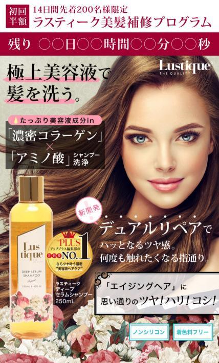ラスティーク 美髪補修プログラム　シャンプー＆トリートメントセット｜株式会社エバンズ様のLP制作実績