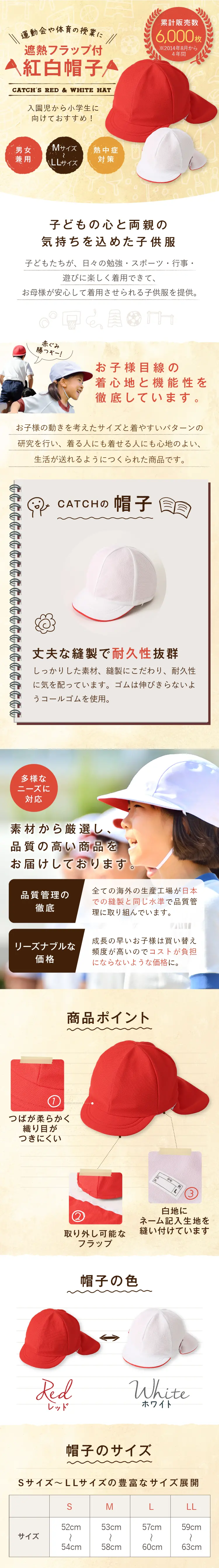遮熱フラップ付紅白帽子のLPデザインスマホ版