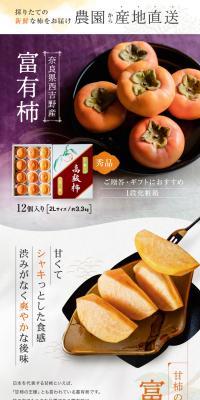 奈良県西吉野産 富有柿のLPデザイン（フルーツ・果物・野菜／グレー系／ナチュラル系）PC版