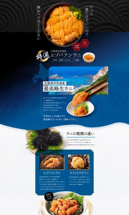 北海道利尻島産 エゾバフンウニ｜株式会社Ryuki Design様のLP制作実績