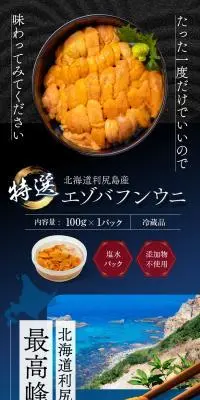北海道利尻島産 エゾバフンウニのLPデザイン（魚介類・海産物／カラフル系／高級・セレブ系）スマホ版