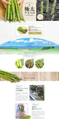 北海道富良野産 極太アスパラのLPデザイン（フルーツ・果物・野菜／グレー系／ナチュラル系）PC版