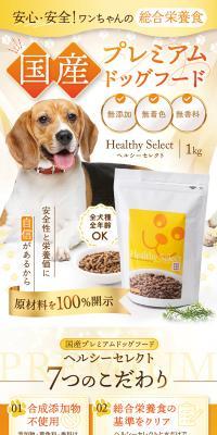 国産プレミアムドッグフード Healthy SelectのLPデザイン（ペットフード ・ ペット用品／ブラック系／ナチュラル系）スマホ版