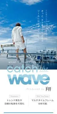 MT5/MT4用オリジナルインジケーターツール Catch the waveのLPデザイン（デザイン・アプリ・システム／ブルー系／シンプル系）スマホ版