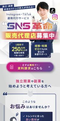 Instagram・TikTok運用代行サービス SNS革命のLPデザイン（レンタル・代行・アウトソース／ホワイト系／スタイリッシュ系）スマホ版